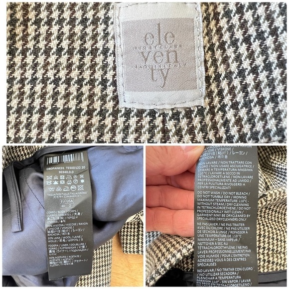 ELEVENTY PANTS 2 HERRINGBONE WOOL BLD PREPPY LIGHT ACADEMIA CAREER CORE HERITAGE - Picture 12 of 12